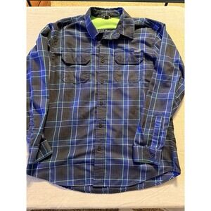 Eddie Bauer Plaid Shirt Mens L Blue Long Sleeve Button Up Outdoor Hiking Casual